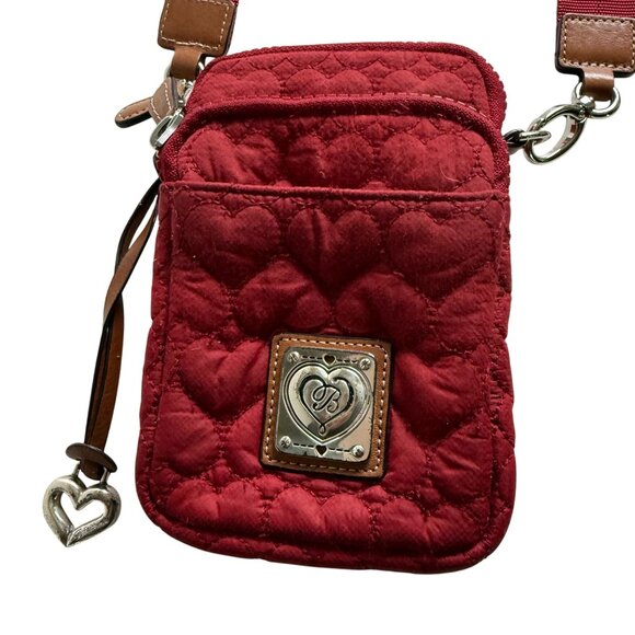Brighton Quilted Crossbody Mini Bag Adjustable Strap Heart Charm Front Pocket - Picture 5 of 13